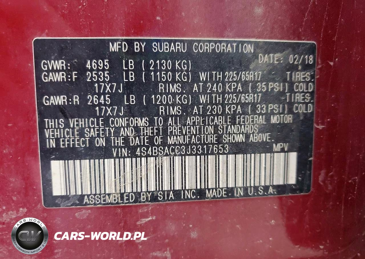 2018 Subaru Outback 2.5I Premium VIN:4S4BSACC3J3317653 - 12