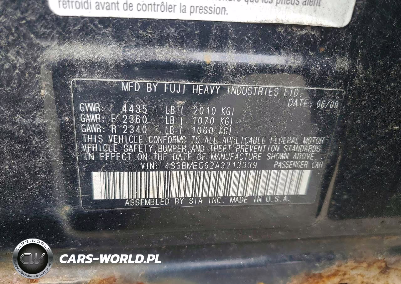 2010 Subaru Legacy 2.5I Premium VIN:4S3BMBG62A3213339 - 12