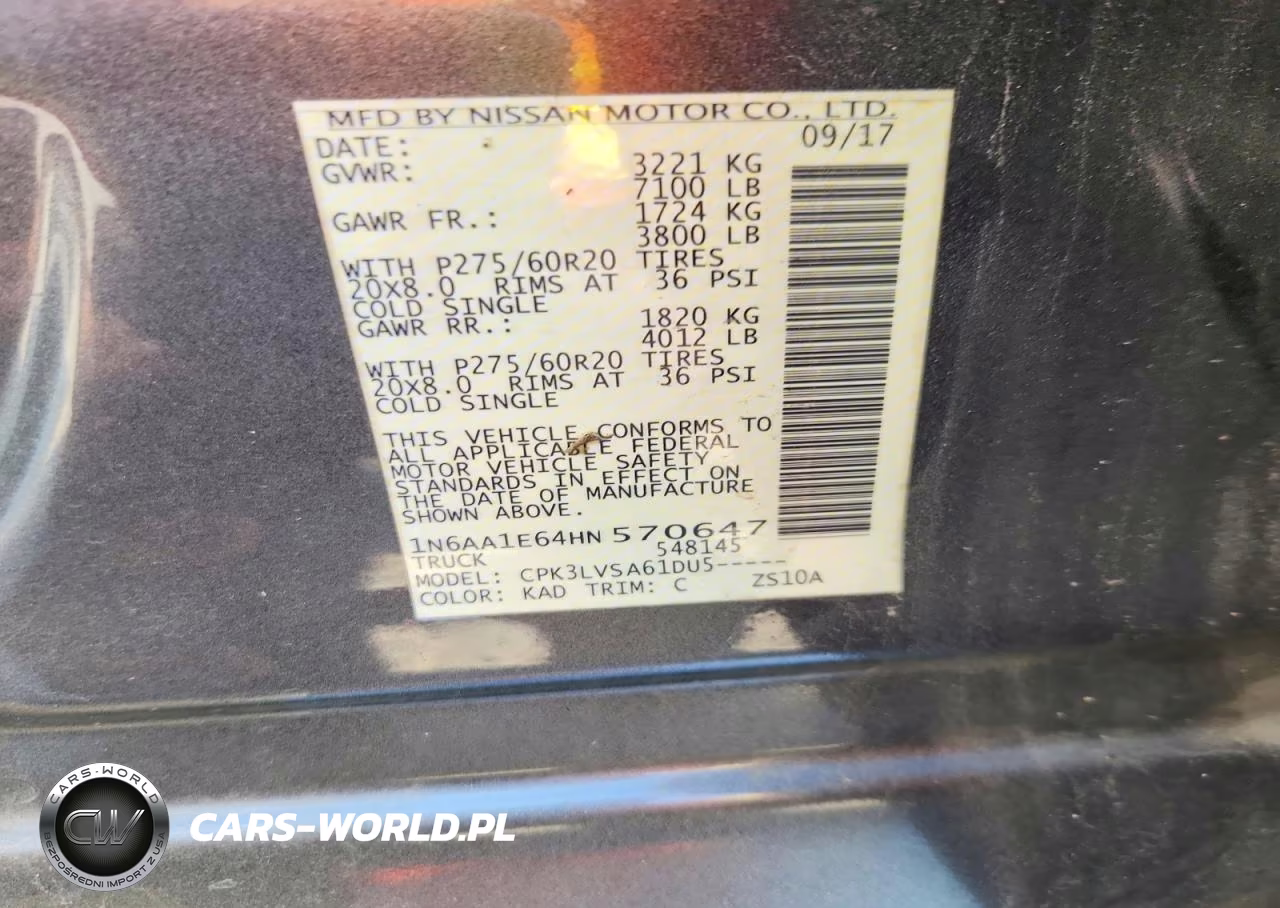 2017 Nissan Titan Sl VIN:1N6AA1E64HN570647 - 12
