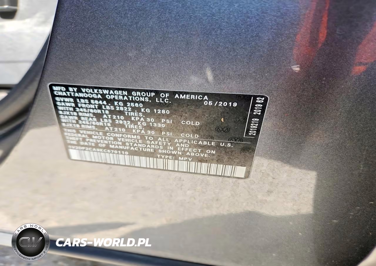 2019 Volkswagen Atlas Se VIN:1V2DP2CA9KC570110 - 13