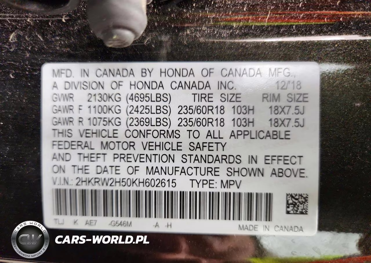 2019 Honda Cr-V Ex VIN:2HKRW2H50KH602615 - 13