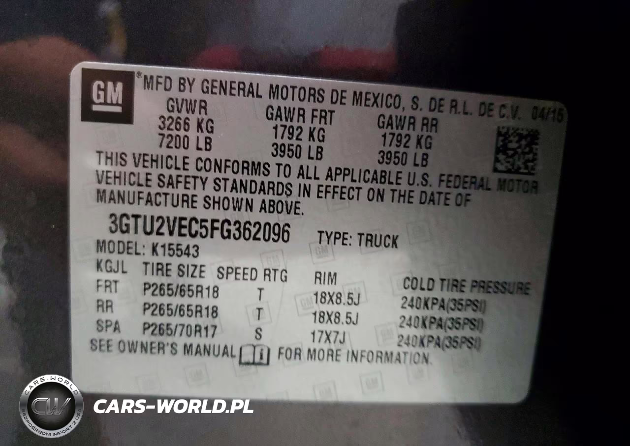2015 GMC Sierra K1500 Slt VIN:3GTU2VEC5FG362096 - 12