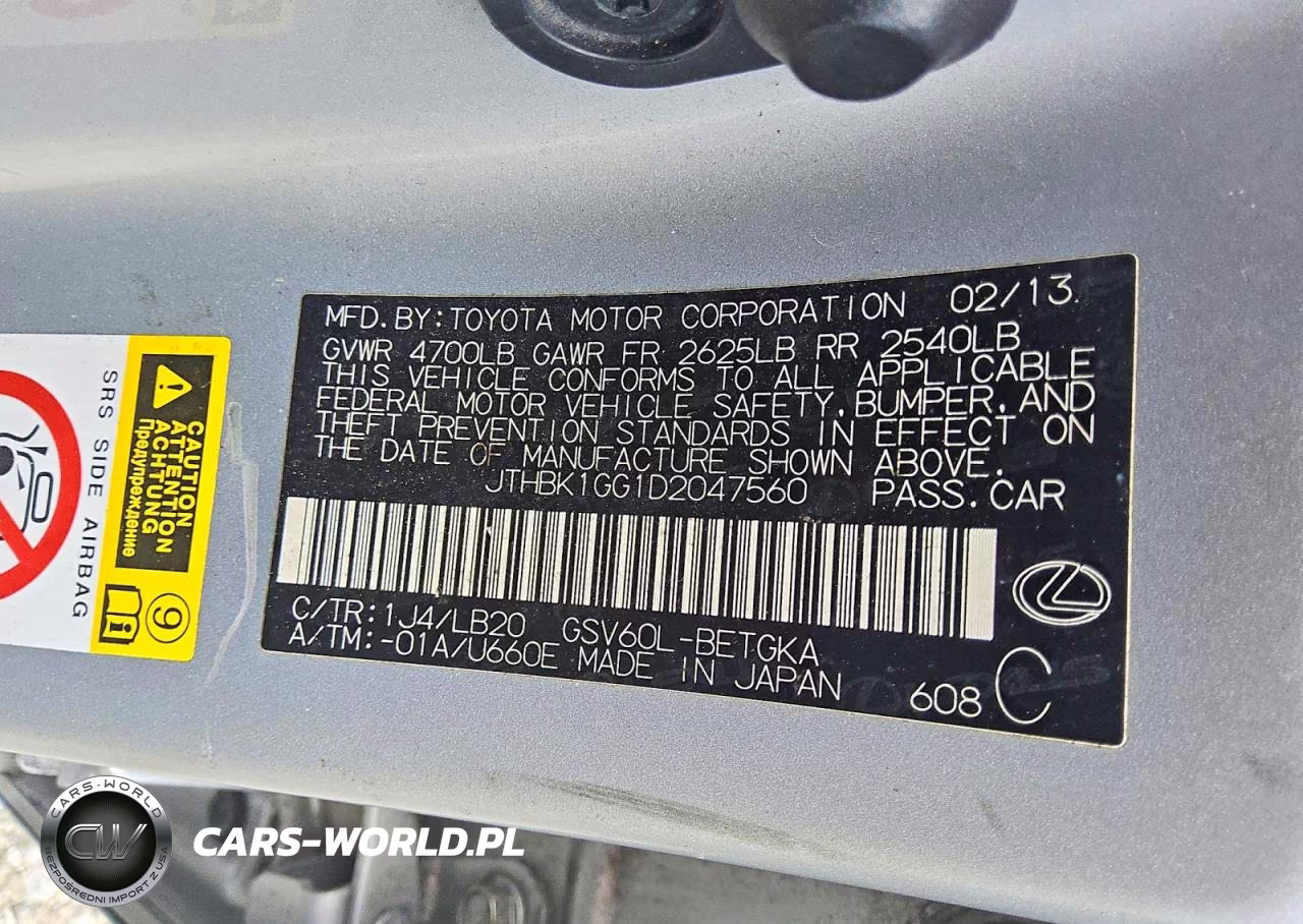 2013 Lexus Es 350 VIN:JTHBK1GG1D2047560 - 12