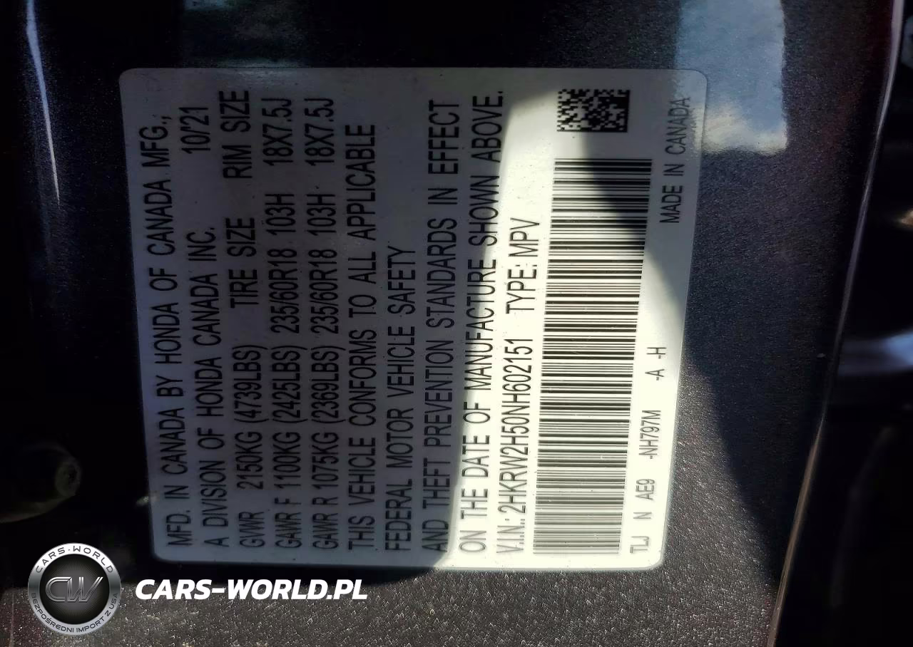 2022 Honda Cr-V Ex VIN:2HKRW2H50NH602151 - 13