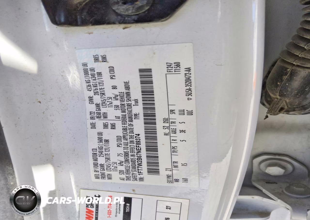 2022 Ford F250 Super Duty VIN:1FT7W2B67NEF89374 - 12