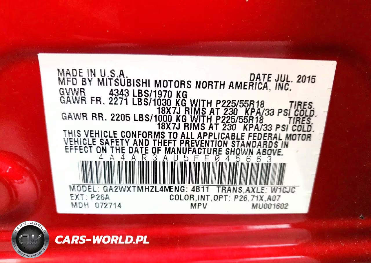 2015 Mitsubishi Outlander Sport Es VIN:4A4AR3AU5FE045663 - 13