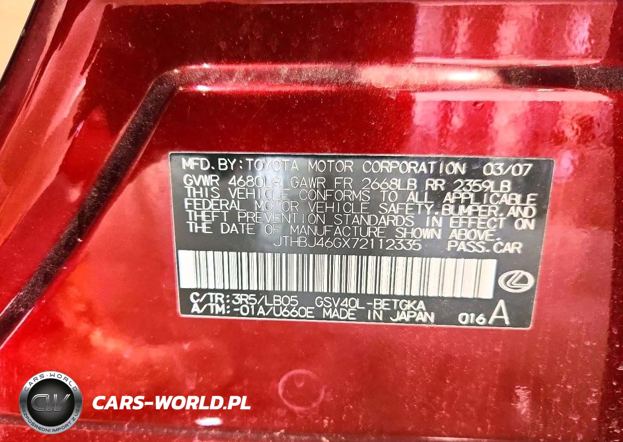 2007 Lexus Es 350 VIN:JTHBJ46GX72112335 - 12