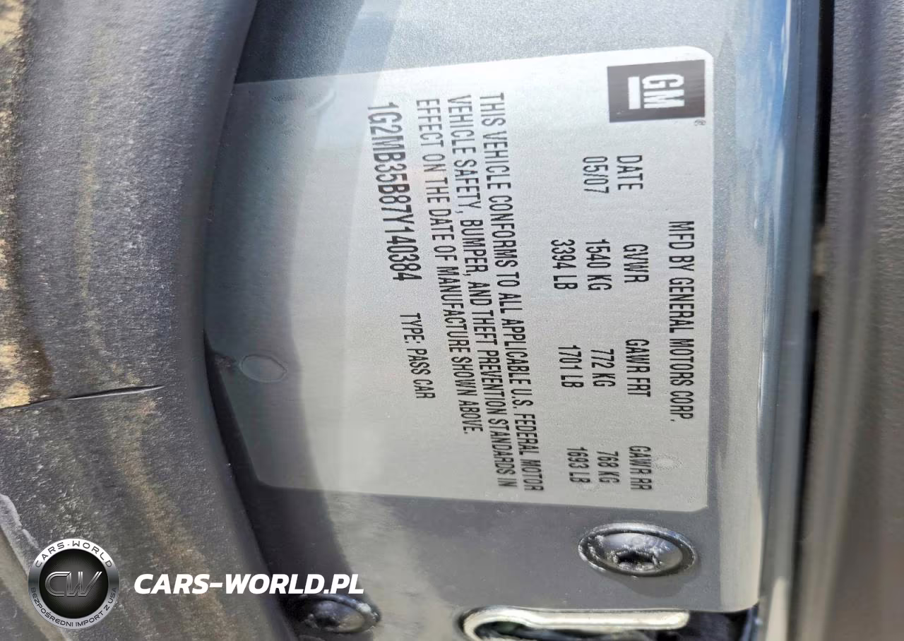 2007 Pontiac Solstice VIN:1G2MB35B87Y140384 - 12