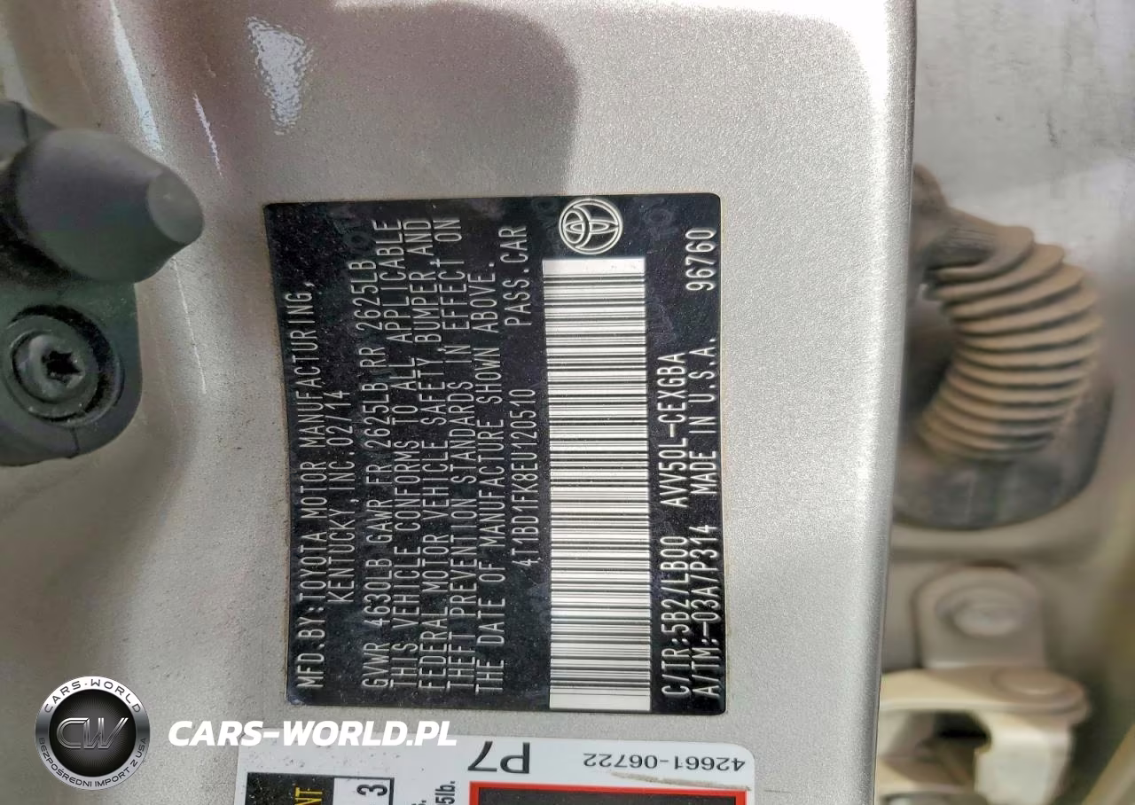 2014 Toyota Camry Hybrid Xle VIN:4T1BD1FK8EU120510 - 12