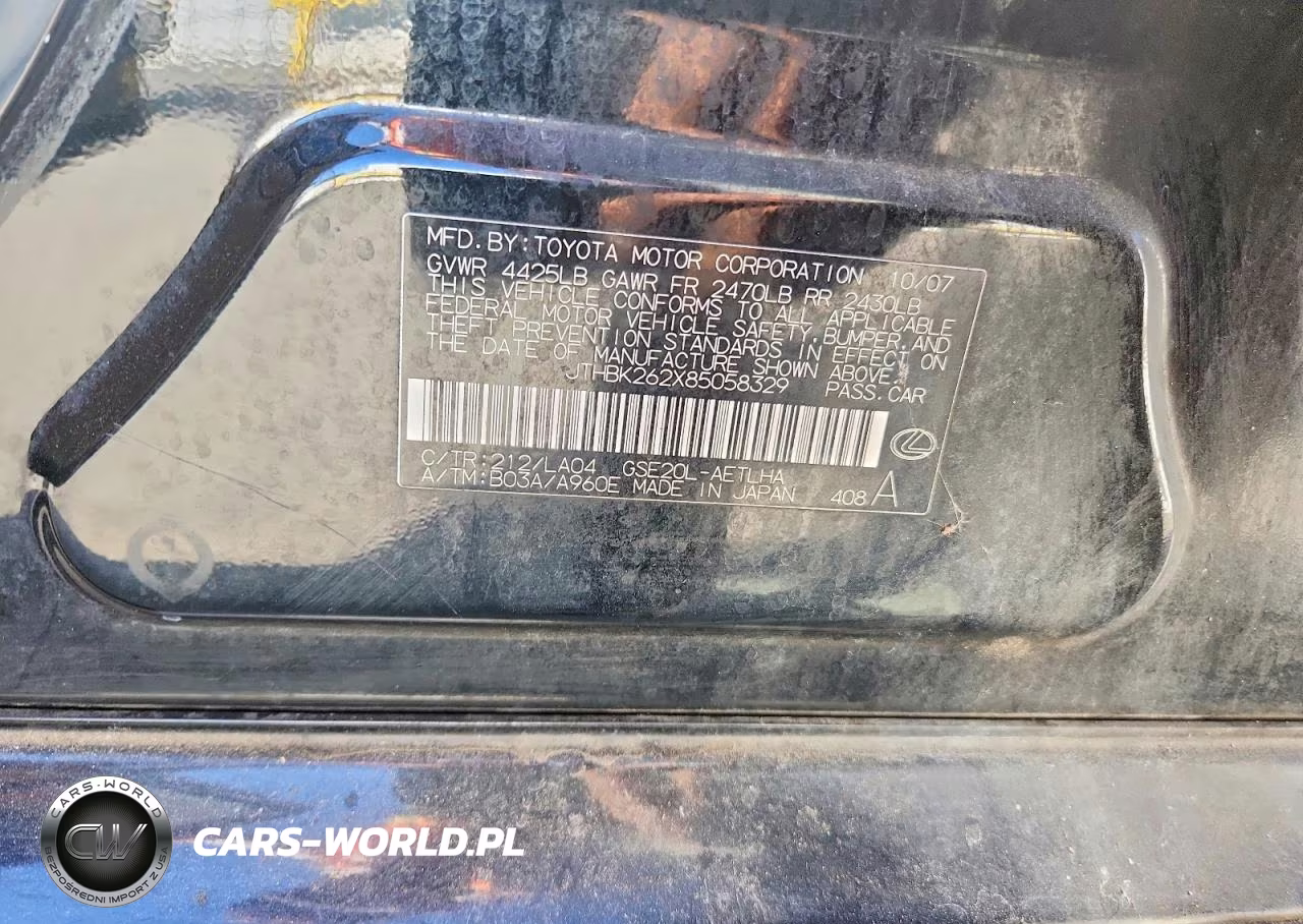 2008 Lexus Is 250 Base VIN:JTHBK262X85058329 - 12