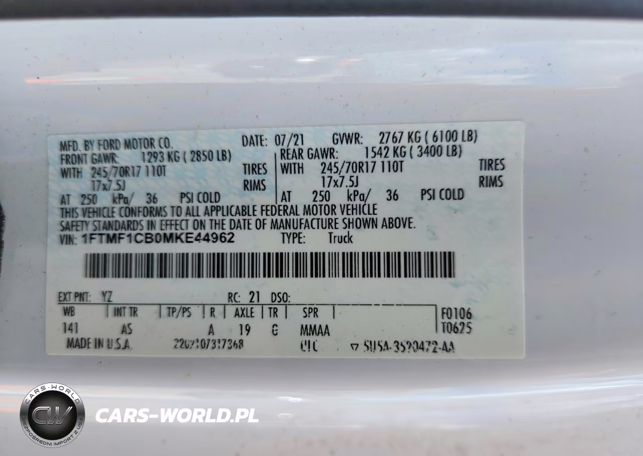2021 Ford F150 VIN:1FTMF1CB0MKE44962 - 12