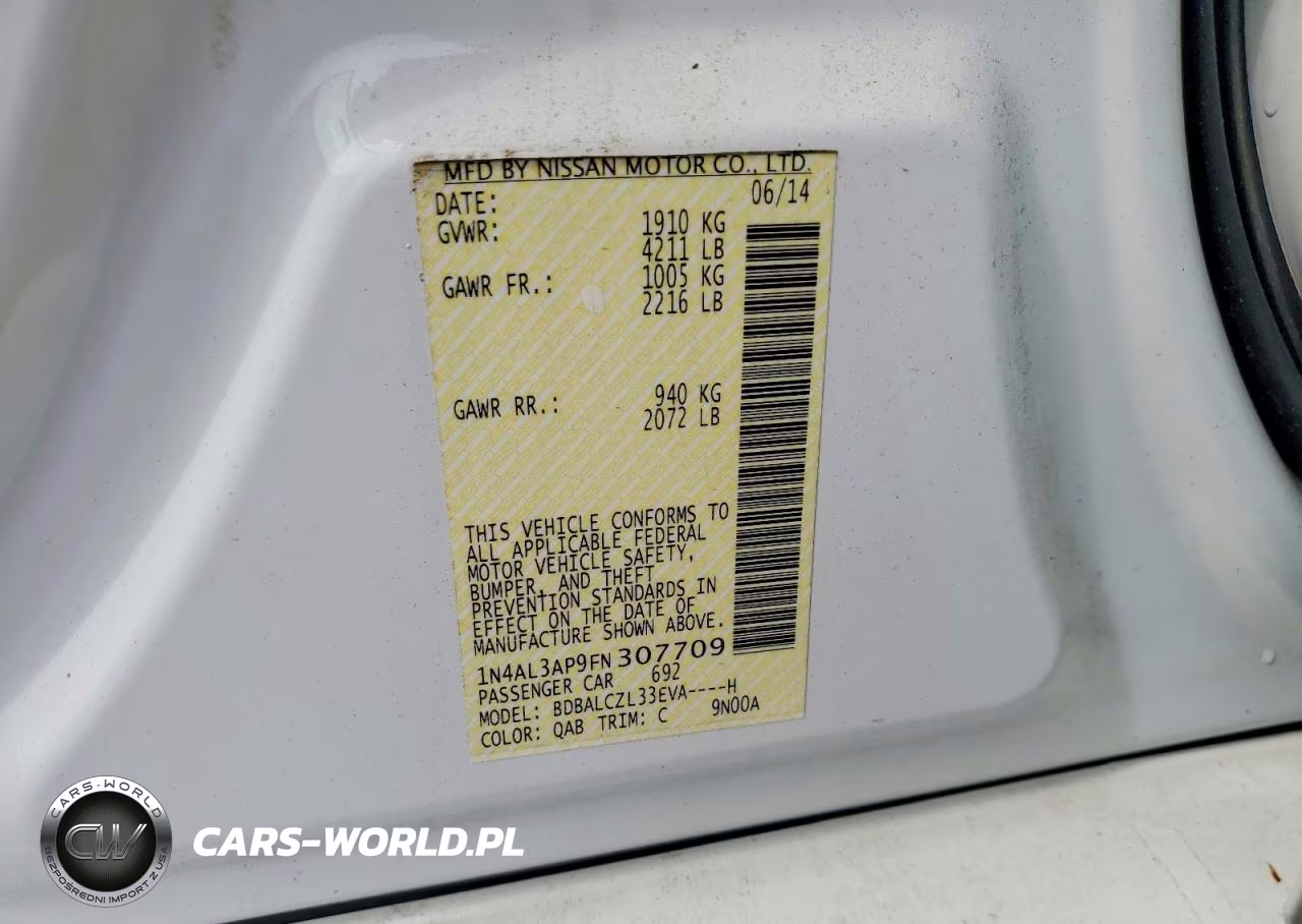 2015 Nissan Altima 2.5 S VIN:1N4AL3AP9FN307709 - 12
