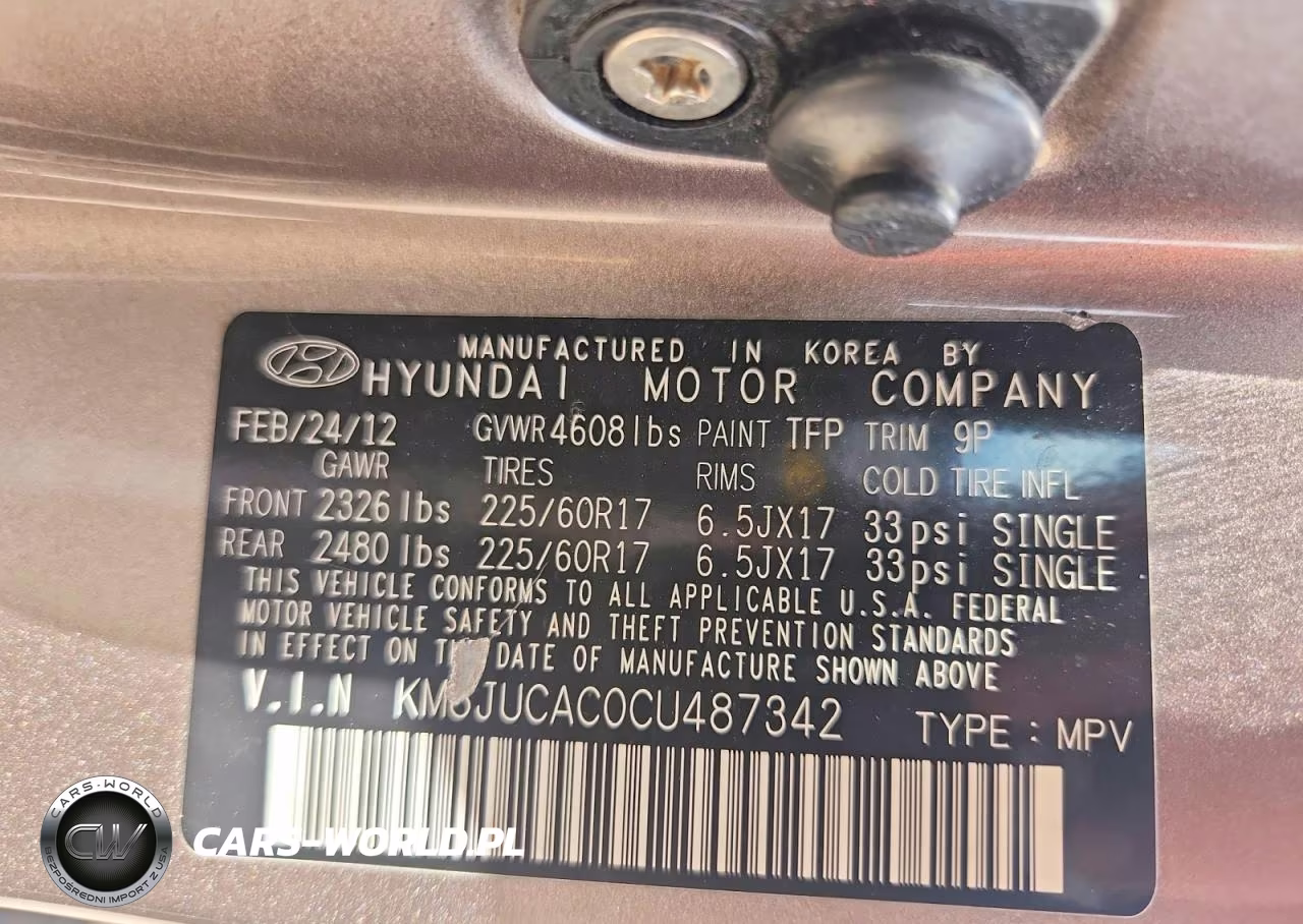 2012 Hyundai Tucson Gls VIN:KM8JUCAC0CU487342 - 13