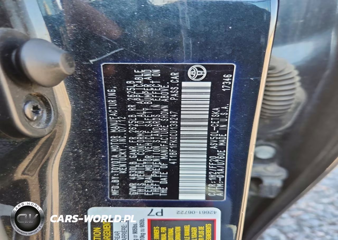 2012 Toyota Camry Se VIN:4T1BF1FK0CU138247 - 12