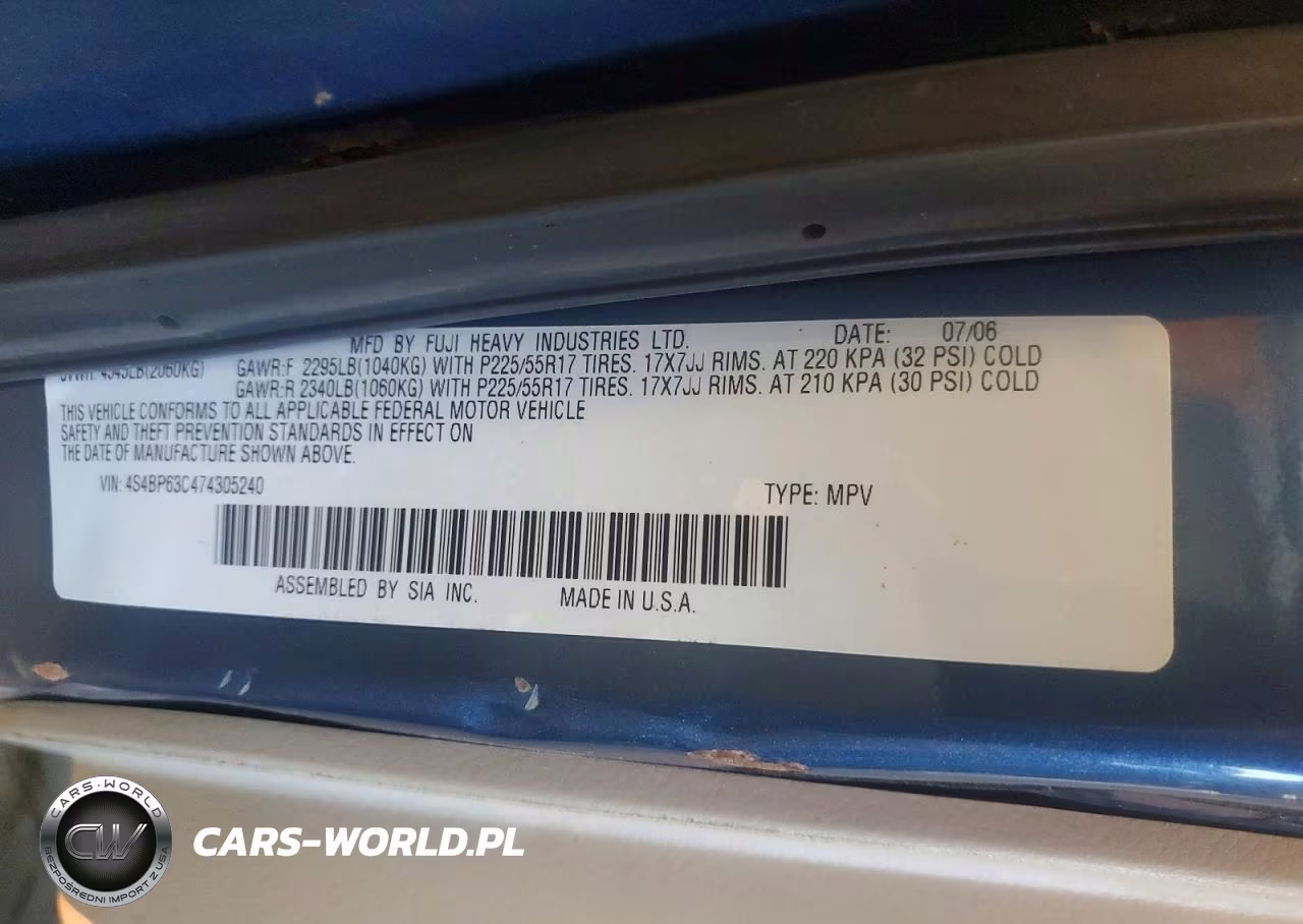 2007 Subaru Legacy Outback VIN:4S4BP63C474305240 - 13