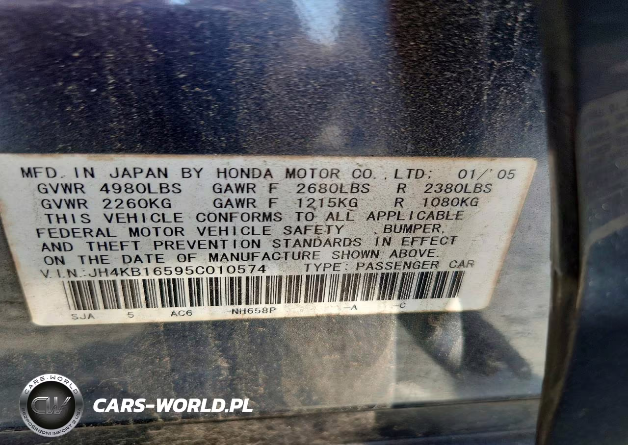 2005 Acura Rl VIN:JH4KB16595C010574 - 12