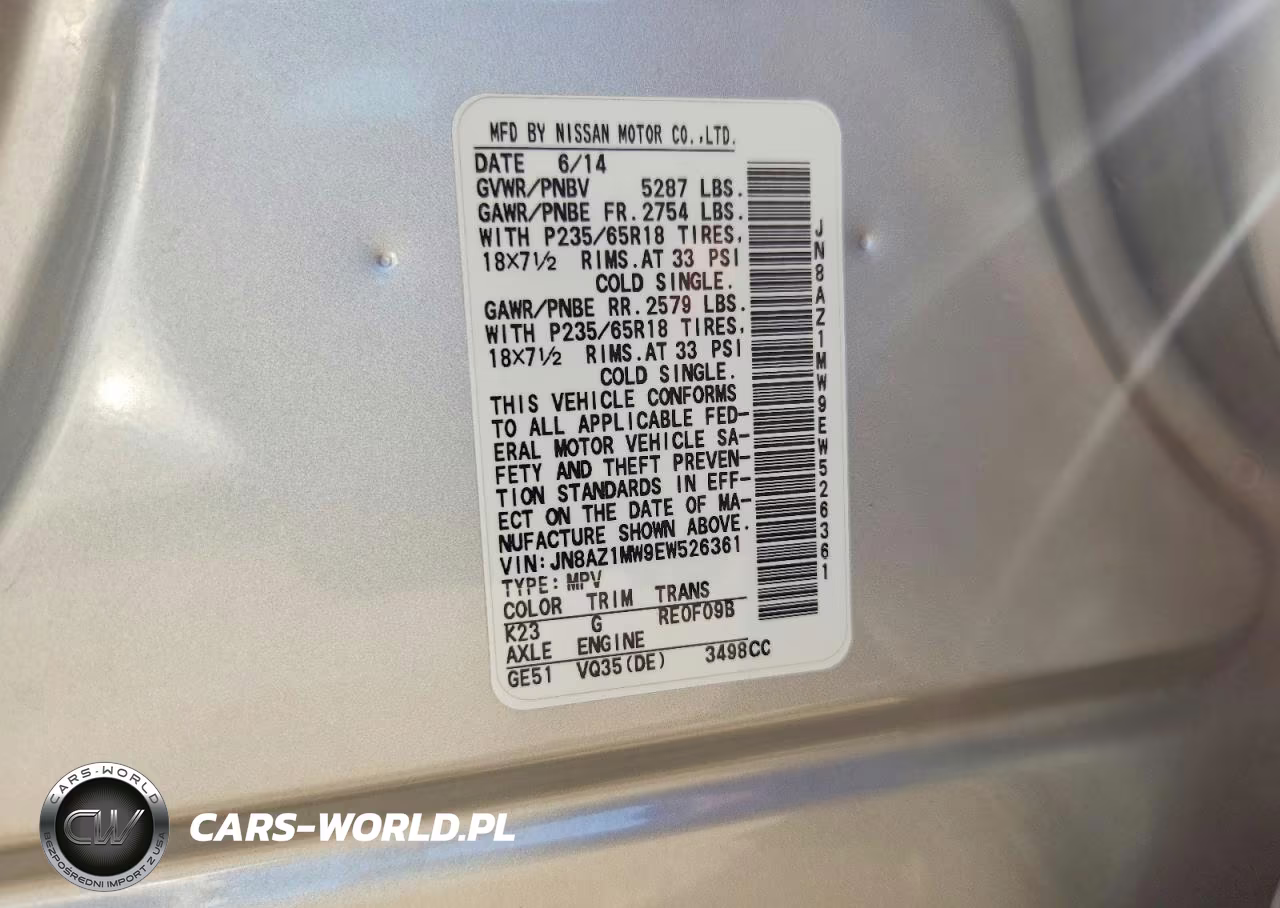 2014 Nissan Murano S VIN:JN8AZ1MW9EW526361 - 13
