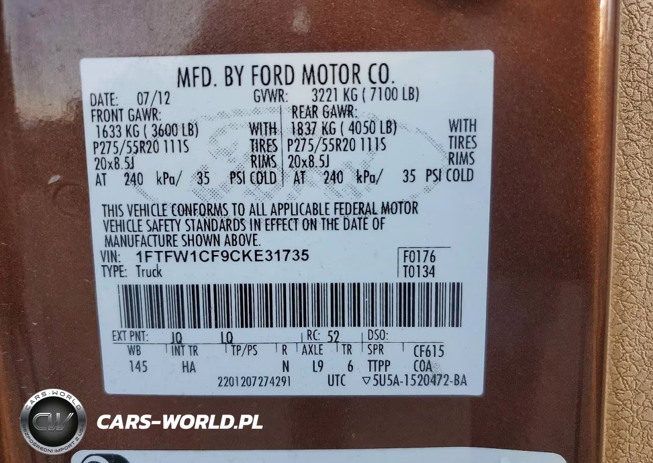 2012 Ford F150 Supercrew VIN:1FTFW1CF9CKE31735 - 12