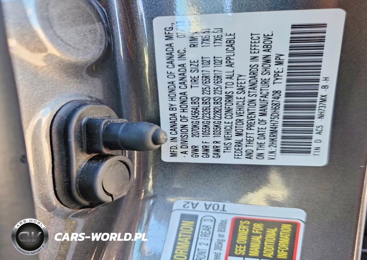 2013 Honda Cr-V Exl VIN:2HKRM4H75DH687408 - 13
