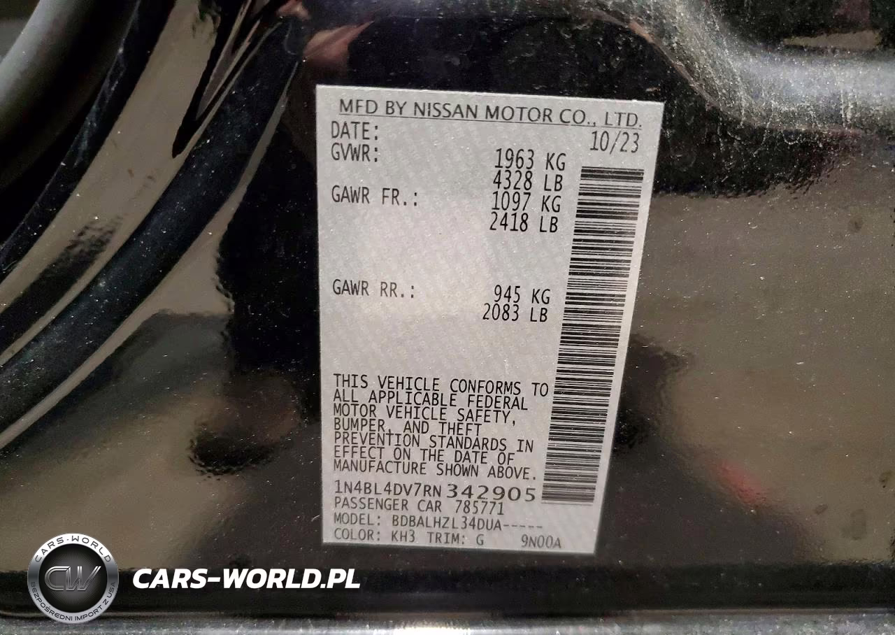 2024 Nissan Altima Sv VIN:1N4BL4DV7RN342905 - 12