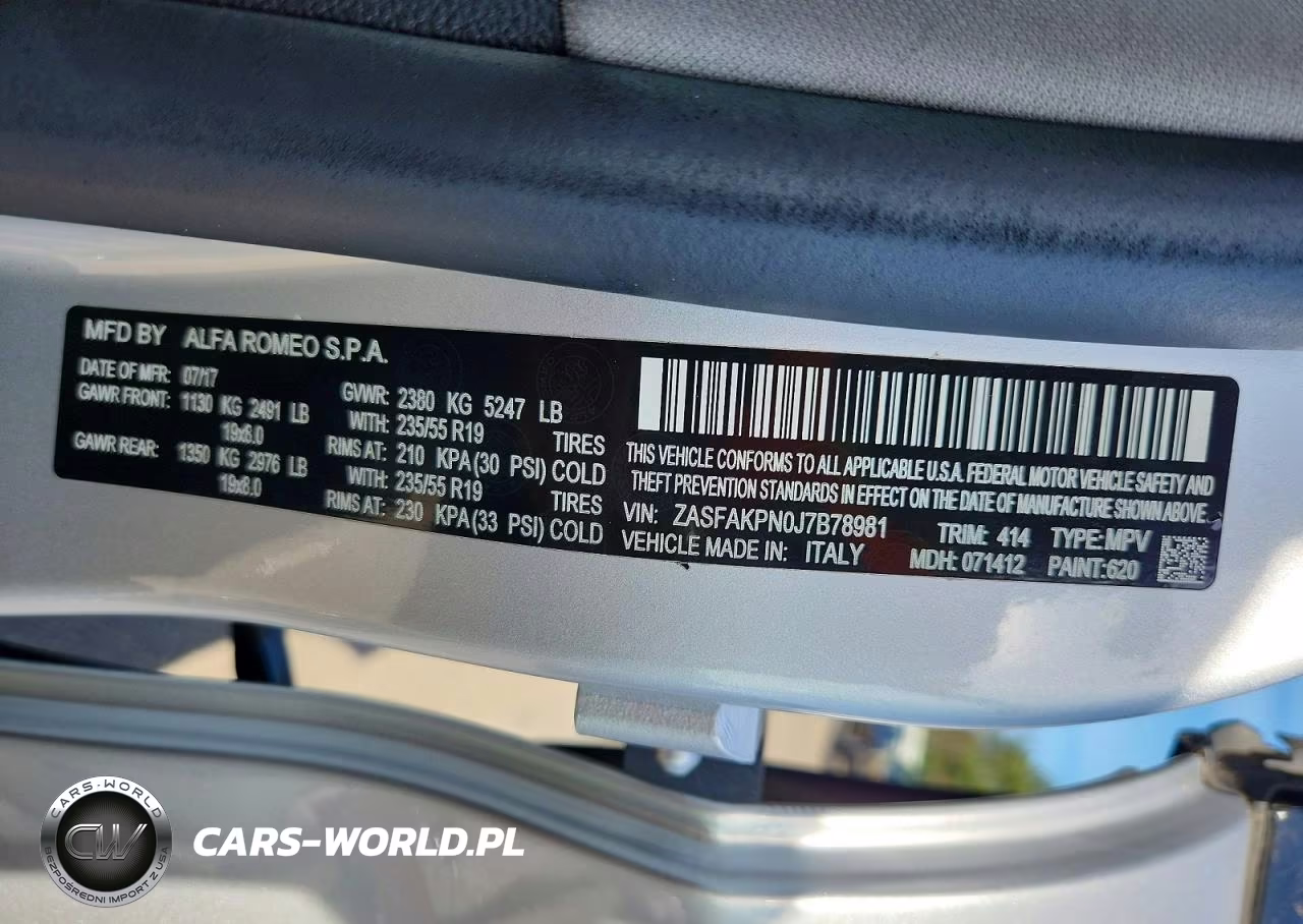 2018 Alfa Romeo Stelvio Sport VIN:ZASFAKPN0J7B78981 - 13