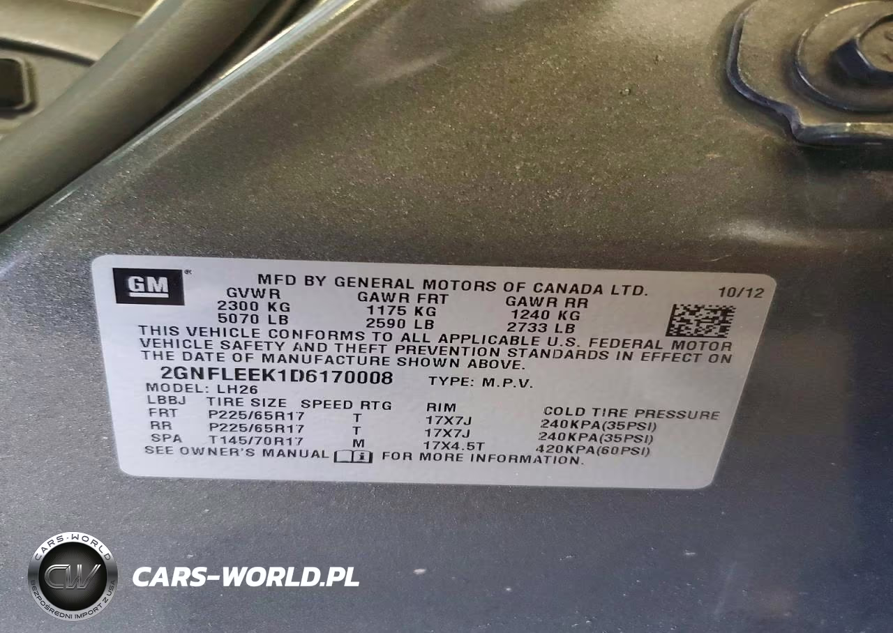 2013 Chevrolet Equinox Lt VIN:2GNFLEEK1D6170008 - 13