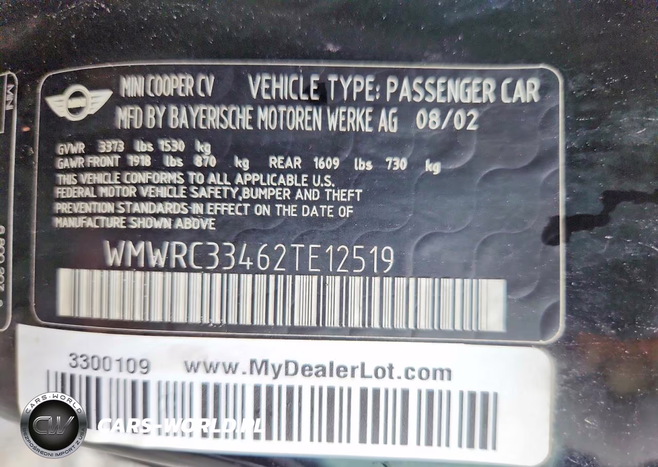 2002 Mini Cooper VIN:WMWRC33462TE12519 - 12