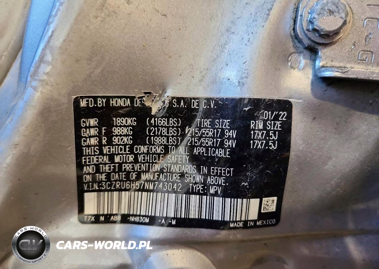2022 Honda Hr-V Ex VIN:3CZRU6H57NM743042 - 13