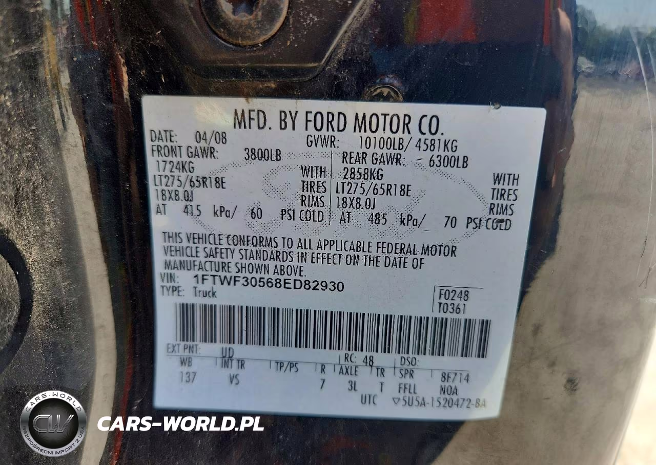 2008 Ford F350 Srw Super Duty VIN:1FTWF30568ED82930 - 12