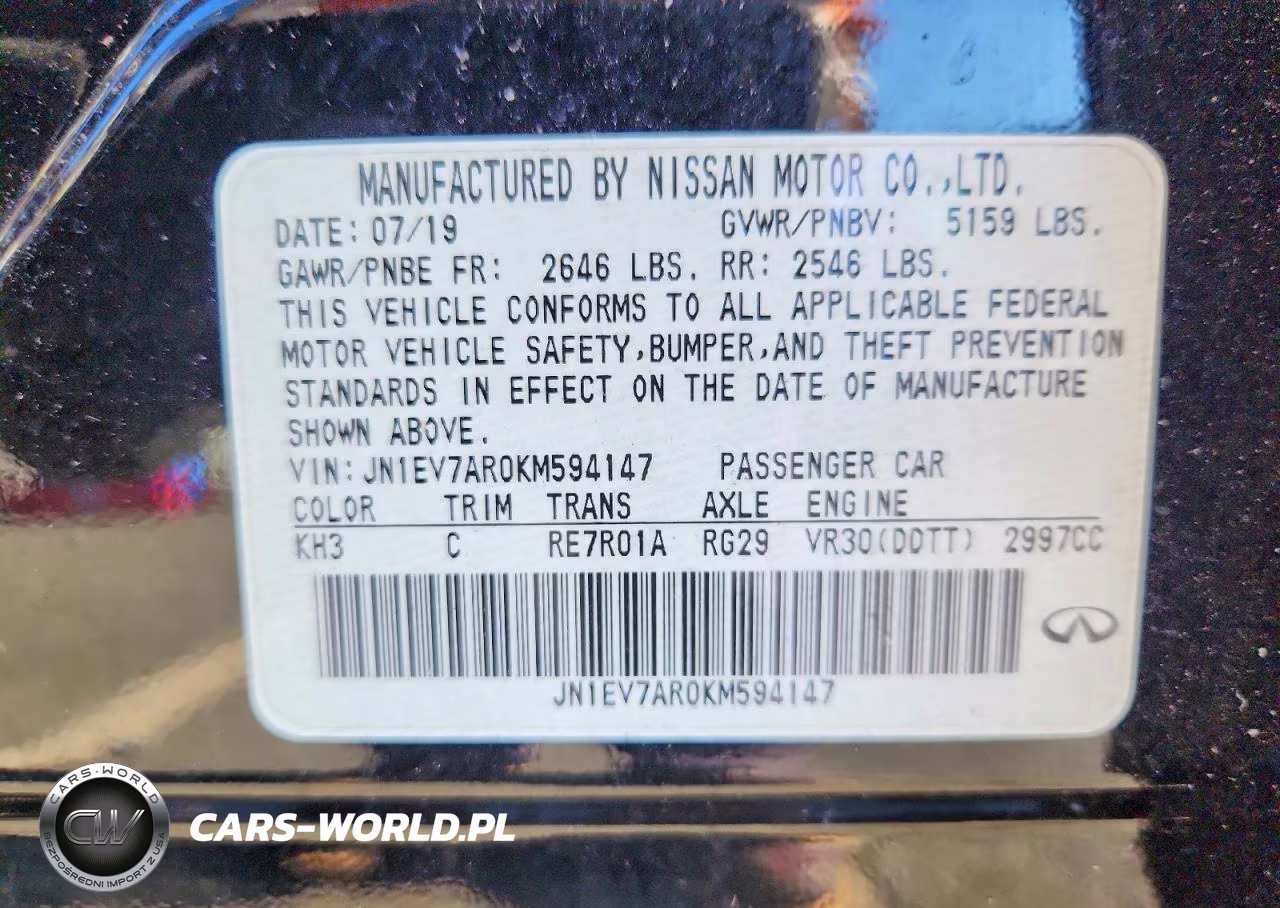 2019 Infiniti Q50 3.0T Luxe VIN:JN1EV7AR0KM594147 - 12