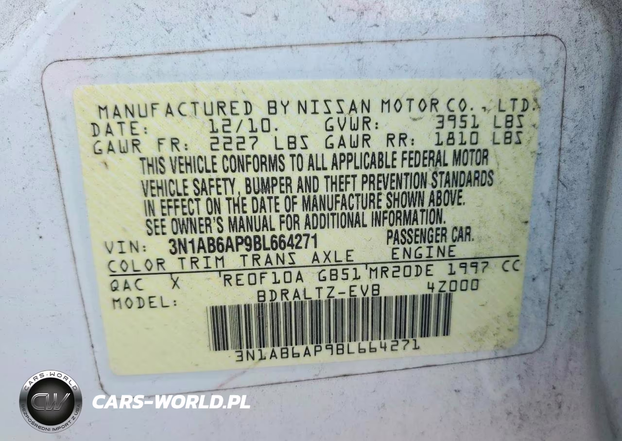 2011 Nissan Sentra 2.0 VIN:3N1AB6AP9BL664271 - 13