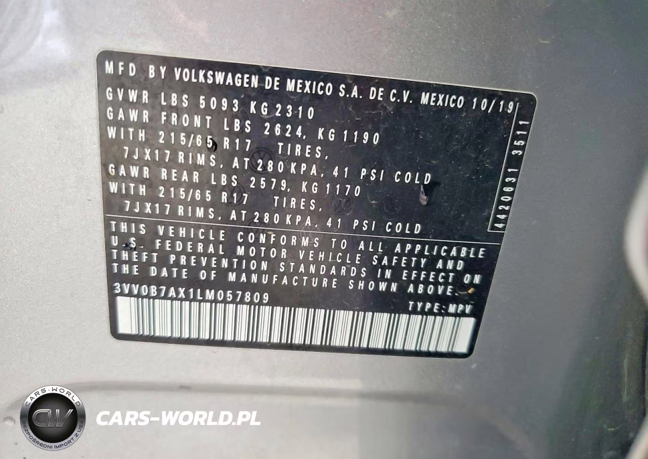2020 Volkswagen Tiguan S VIN:3VV0B7AX1LM057809 - 13