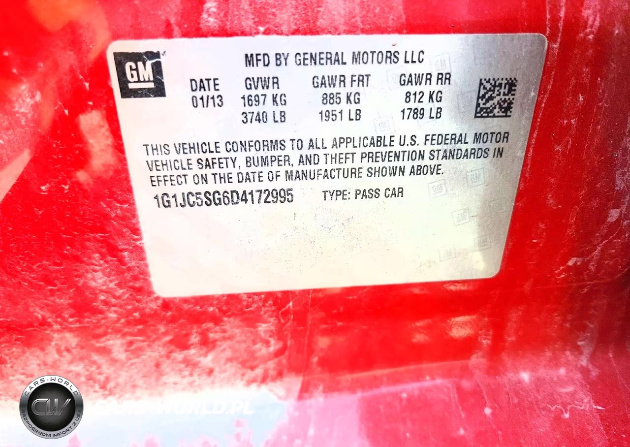2013 Chevrolet Sonic Lt VIN:1G1JC5SG6D4172995 - 12