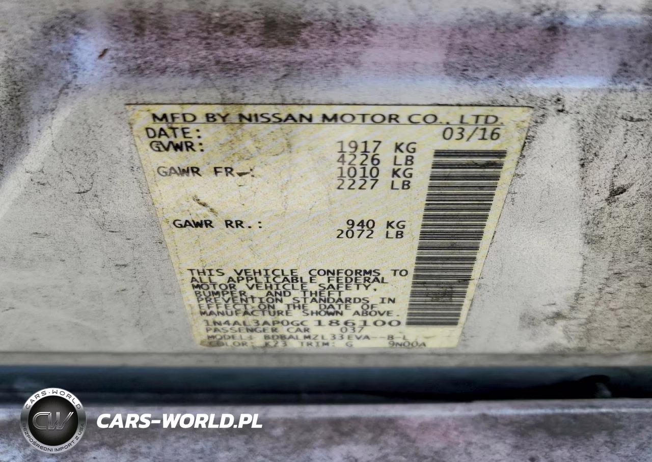 2016 Nissan Altima 2.5 Sv VIN:1N4AL3AP0GC186100 - 12