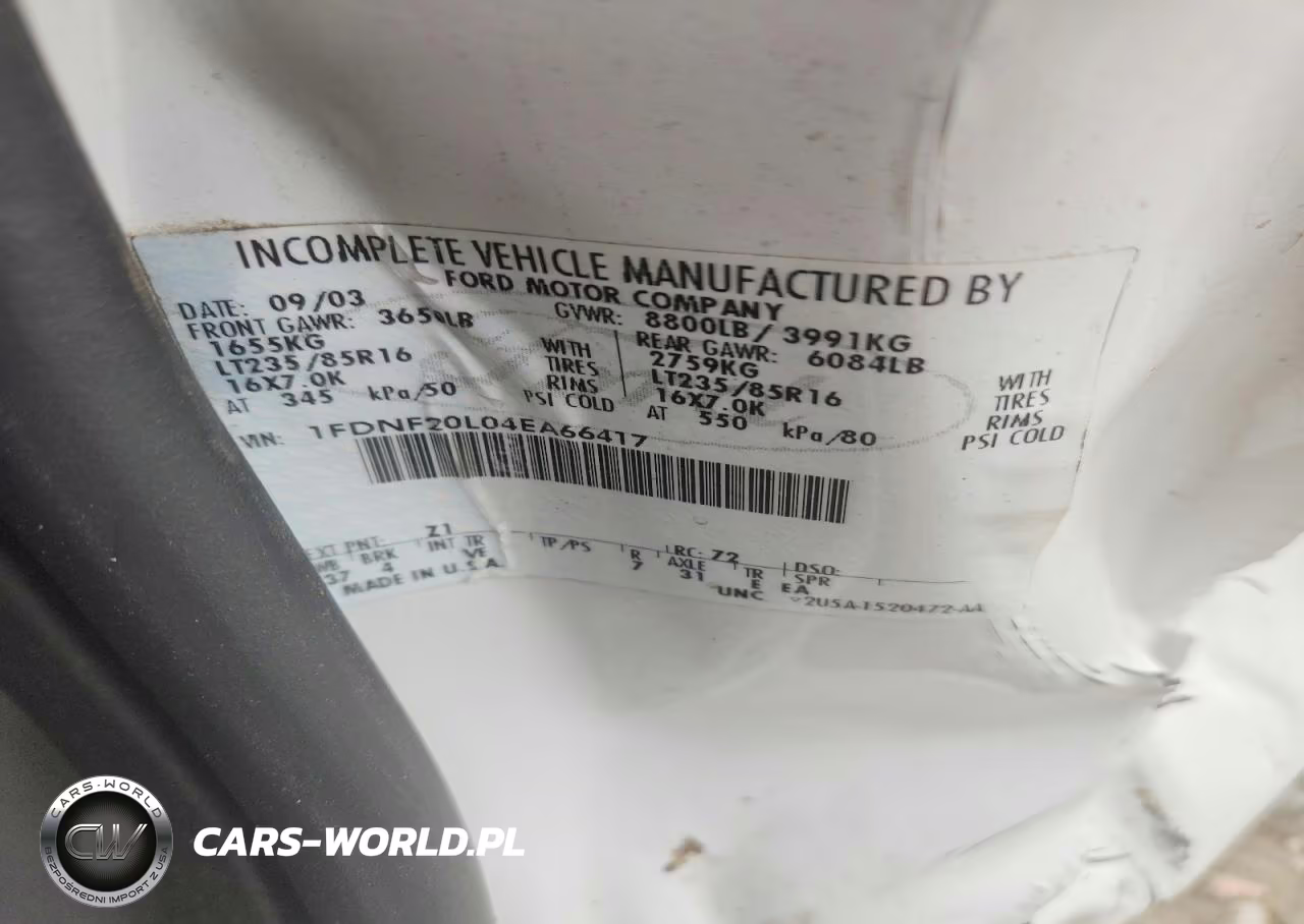2004 Ford F250 Super Duty VIN:1FDNF20L04EA66417 - 13