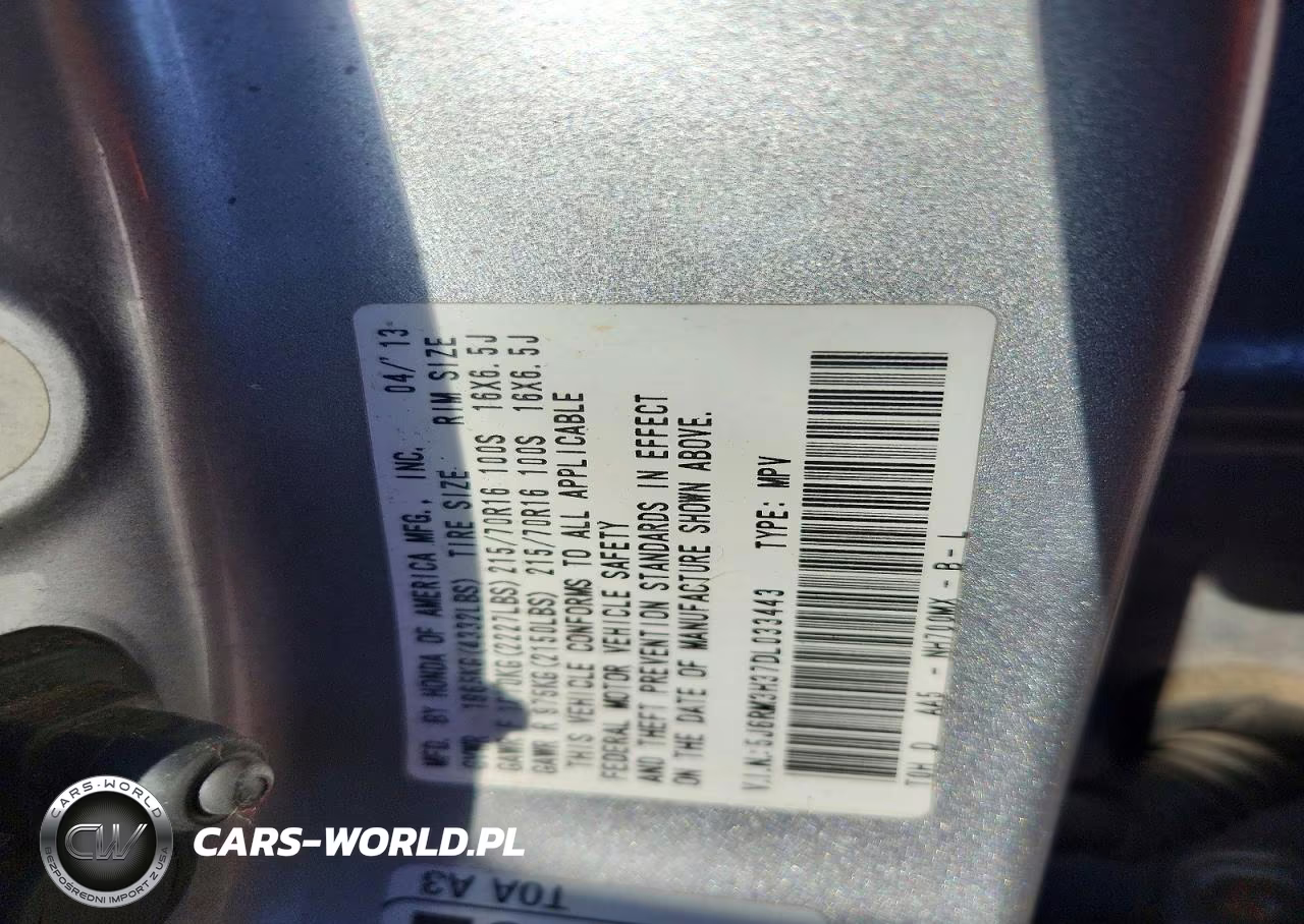2013 Honda Cr-V Lx VIN:5J6RM3H37DL033443 - 13