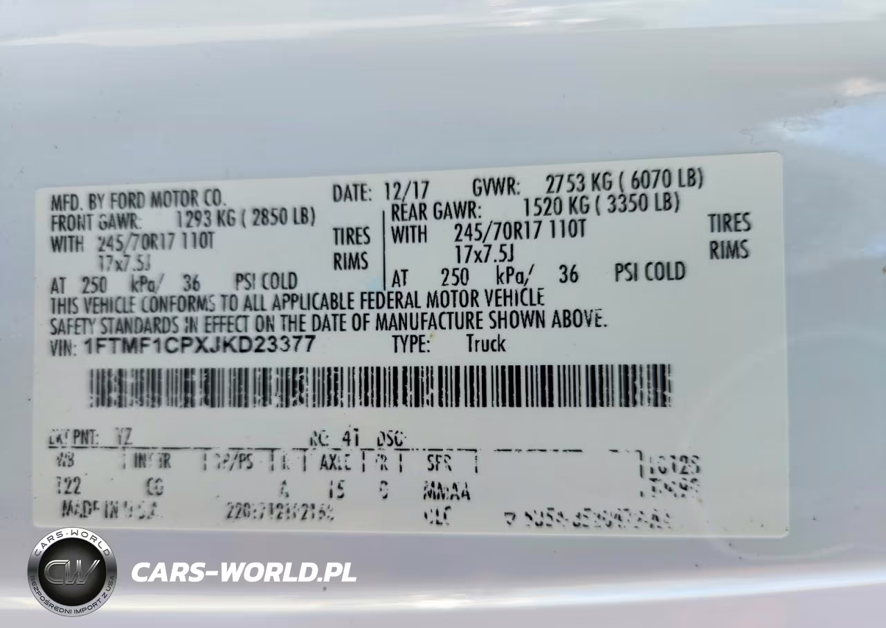 2018 Ford F150 VIN:1FTMF1CPXJKD23377 - 12