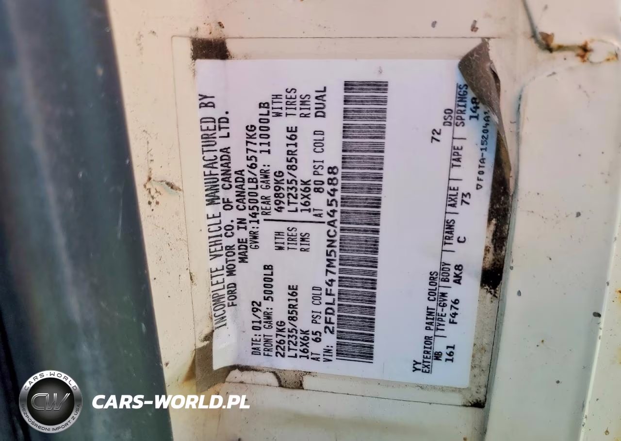 1992 Ford F Super Duty VIN:2FDLF47M5NCA45488 - 12