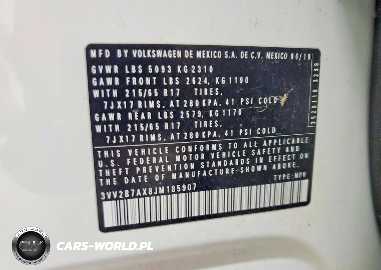 2018 Volkswagen Tiguan Se VIN:3VV2B7AX8JM185907 - 13