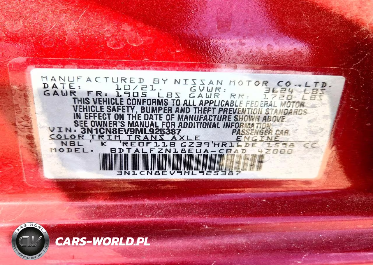 2021 Nissan Versa Sv VIN:3N1CN8EV9ML925387 - 12