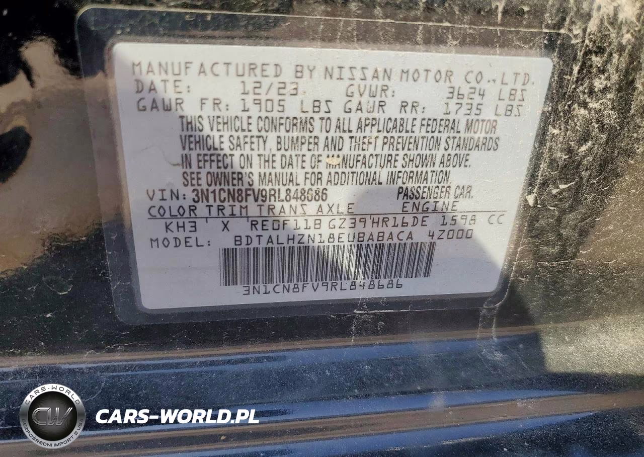 2024 Nissan Versa Sr VIN:3N1CN8FV9RL848686 - 13