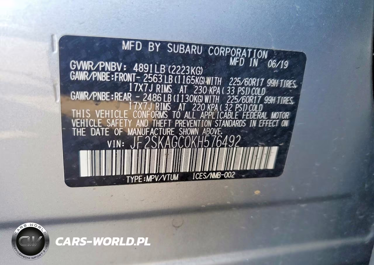 2019 Subaru Forester Premium VIN:JF2SKAGC0KH576492 - 13