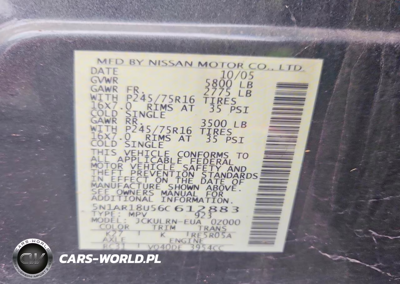 2006 Nissan Pathfinder S VIN:5N1AR18U56C612883 - 12