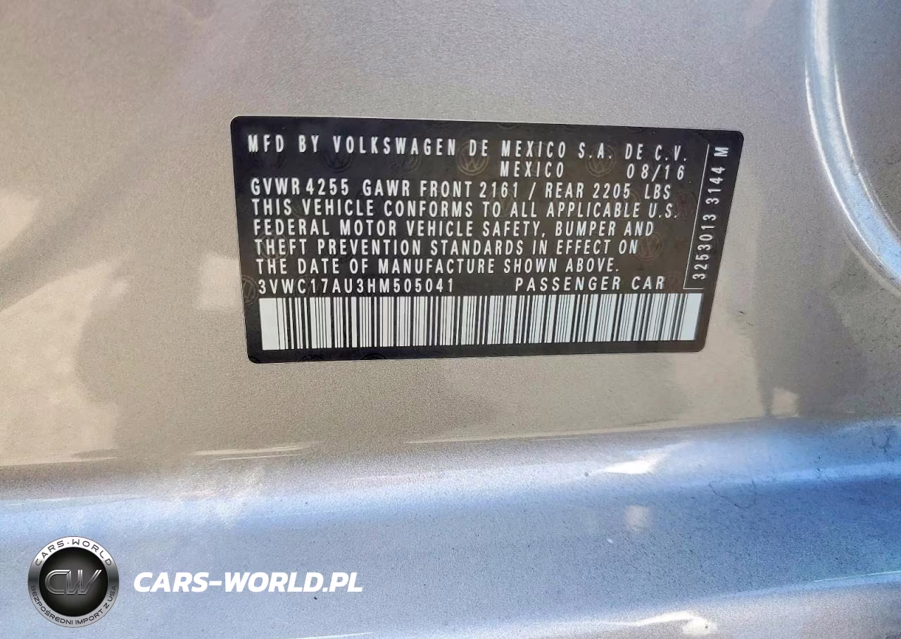 2017 Volkswagen Golf Sportwagen S VIN:3VWC17AU3HM505041 - 12