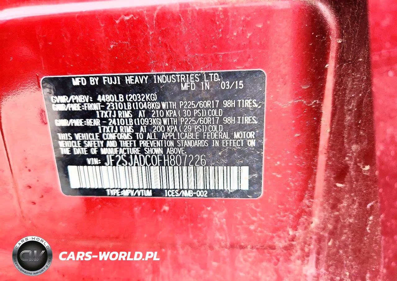 2015 Subaru Forester 2.5I Premium VIN:JF2SJADC0FH807226 - 13