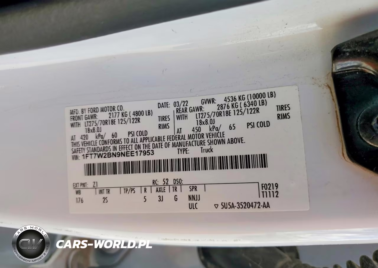 2022 Ford F250 Super Duty VIN:1FT7W2BN9NEE17953 - 12