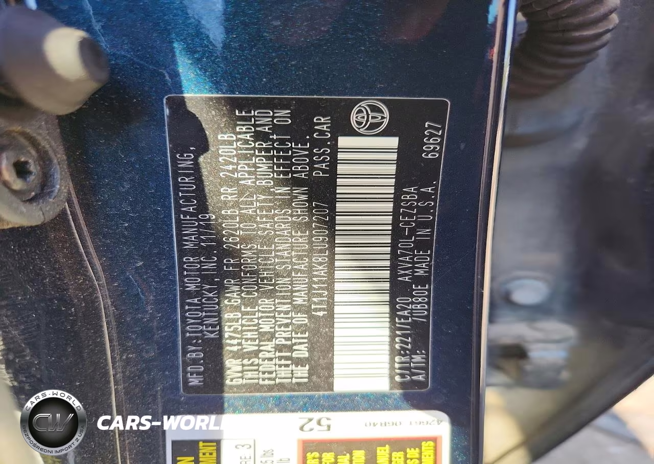 2020 Toyota Camry Se VIN:4T1J11AK8LU907207 - 12