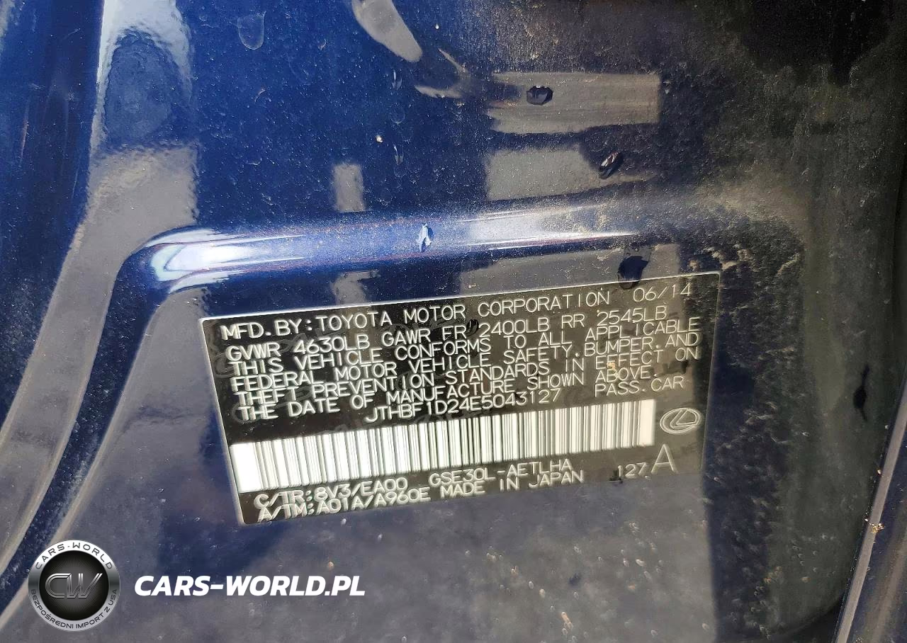 2014 Lexus Is 250 VIN:JTHBF1D24E5043127 - 12