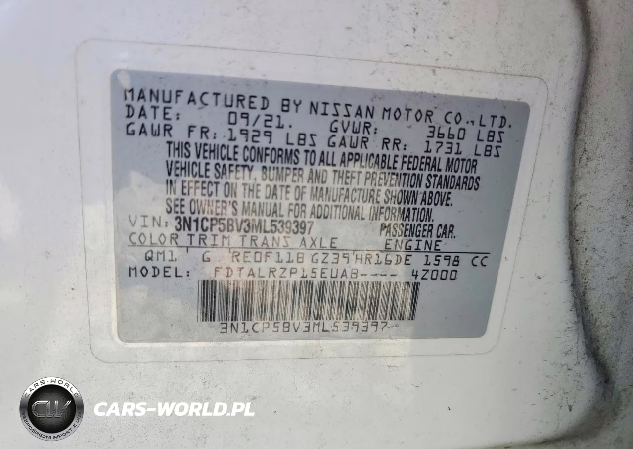 2021 Nissan Kicks S VIN:3N1CP5BV3ML539397 - 13