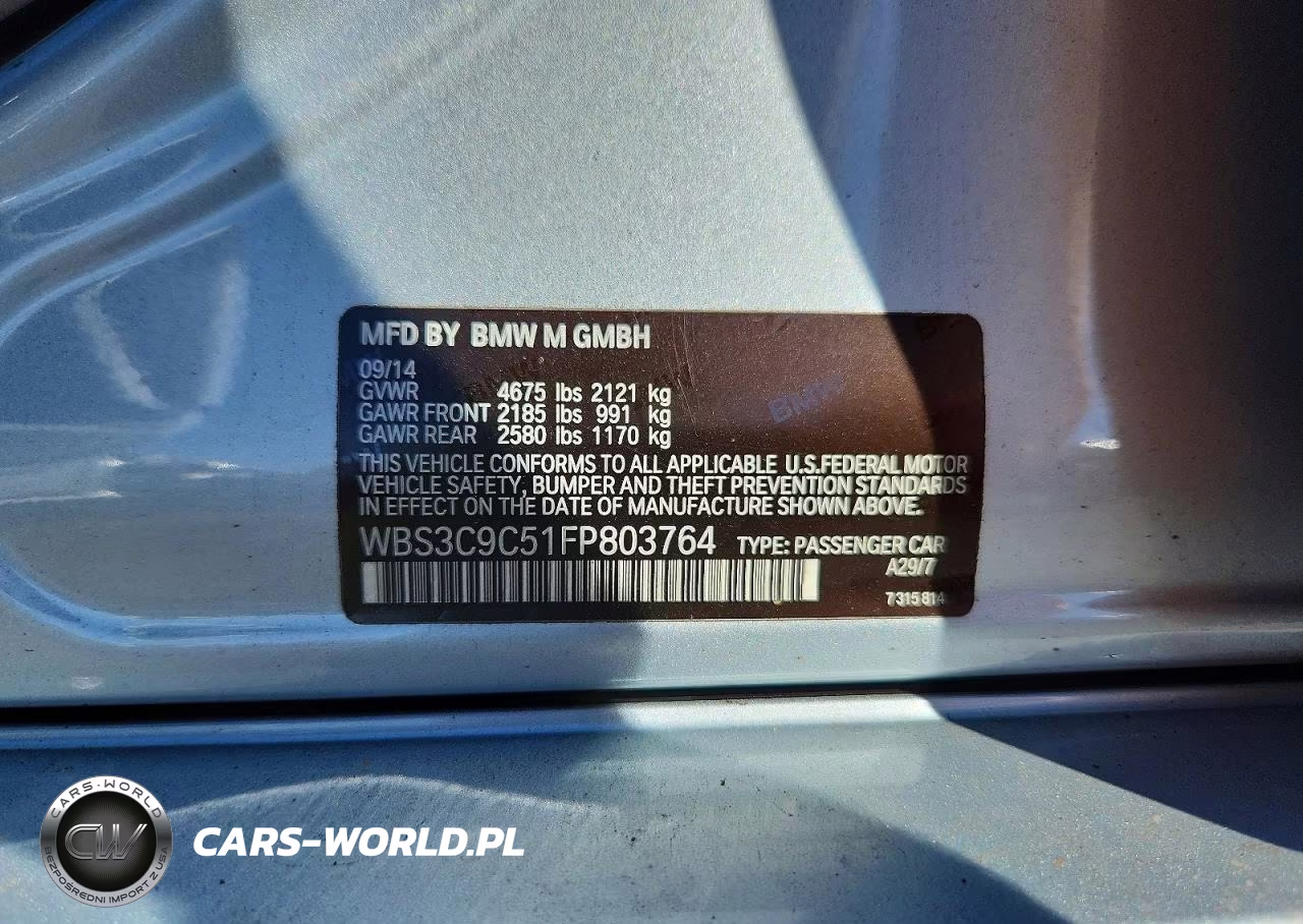 2015 BMW M3 VIN:WBS3C9C51FP803764 - 12